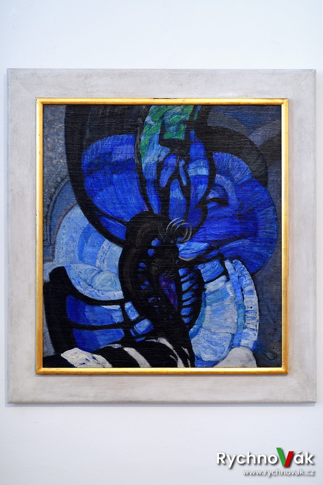 František Kupka. Olej na plátně z roku 1913 s názvem „Čáry, plochy, hloubka II.